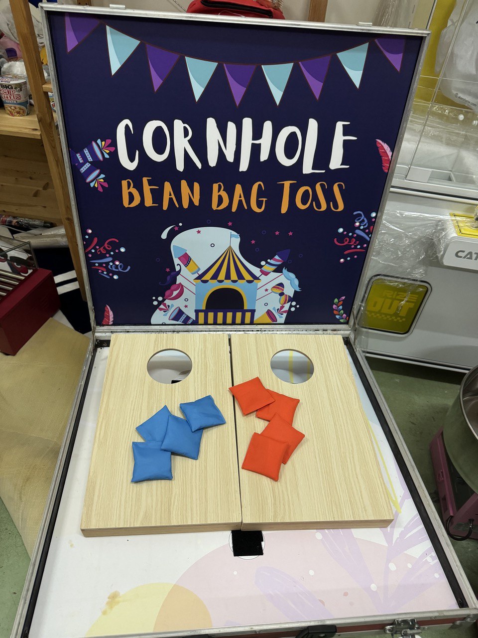 Cornhole bag toss game by BounceParkSG