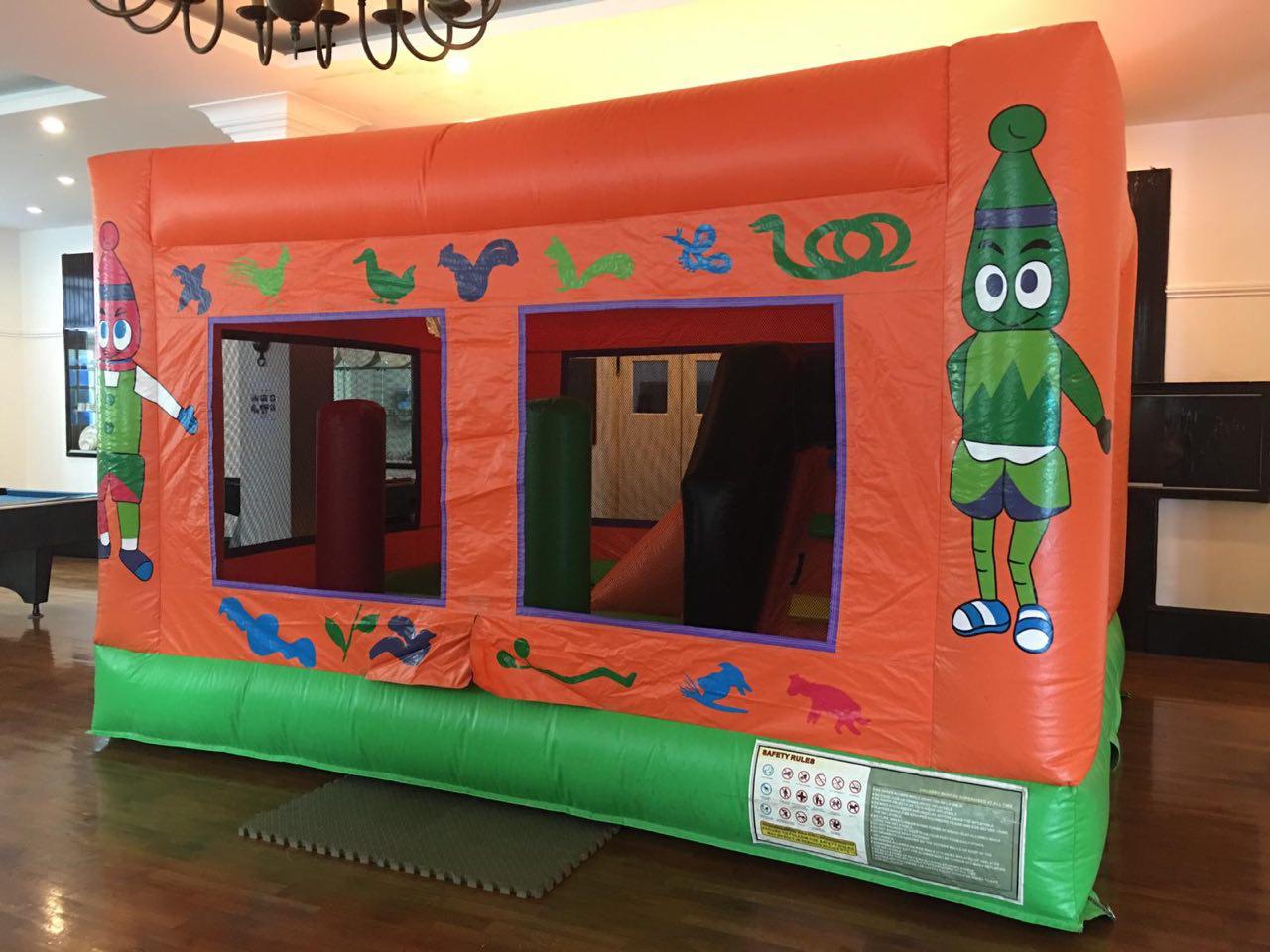 Crayon themed bouncy castle with ball pit and slide by BounceParkSG