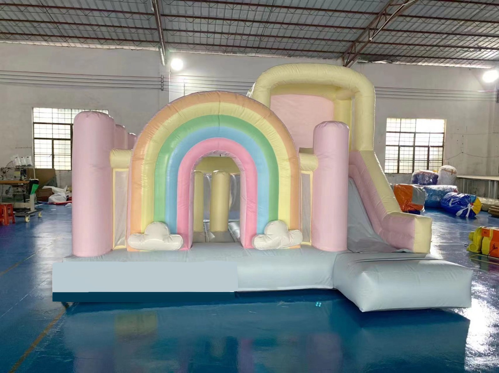 Rainbow themed bouncy castle by BounceParkSG